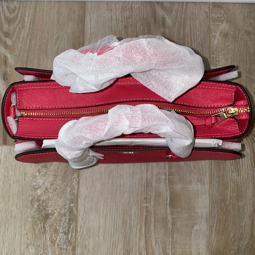 NWT Tory Burch Robinson Small Zip Tote Dark Peony - Picture 2 of 12